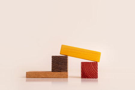 Wooden childrens toys. Toys made of natural wood for educational games with children. Childrens...