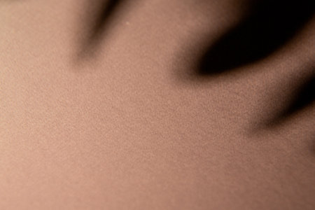 Paper background brown color with hard shadow , architectural drawing. blurred background. abstract shadow background. For design templates, as a canvas for text, advertising.の写真素材