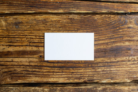 Contemporary set for print design. Modern business card design template. Presentation concept. Modern communication. Wooden background. Vintage style design.の写真素材