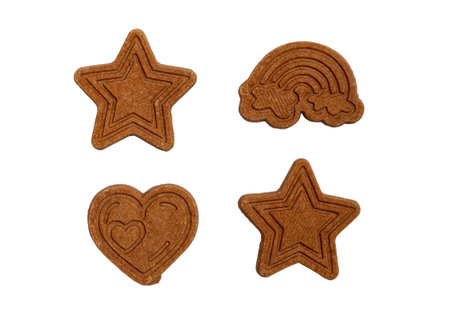 Childrens organic gluten and sugar free cookies on a white background, isolatedの写真素材
