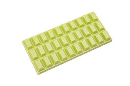Organic Artisan Sugar-free Chocolate with Matcha Tea on a white background isolatedの写真素材