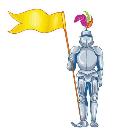 vector illustration-knight in shining armour in his hand, on white backgroundのイラスト素材