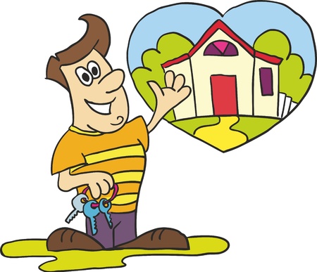 Illustration - New settler on white backgroundのイラスト素材