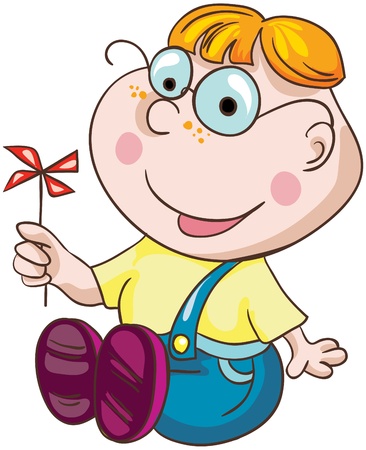 Illustration - Cartoon little boy on white backgroundのイラスト素材