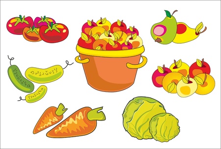 Illustration - set of fruits and vegetablesのイラスト素材
