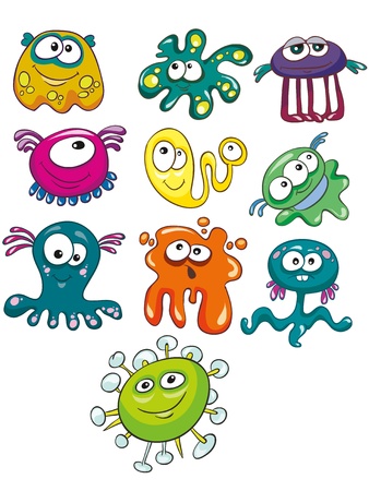 Illustration - set of cartoon aliens on white backgroundのイラスト素材