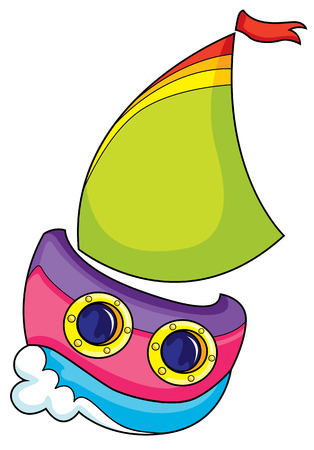 sailboat on the waves, vector illustration on white backgroundのイラスト素材