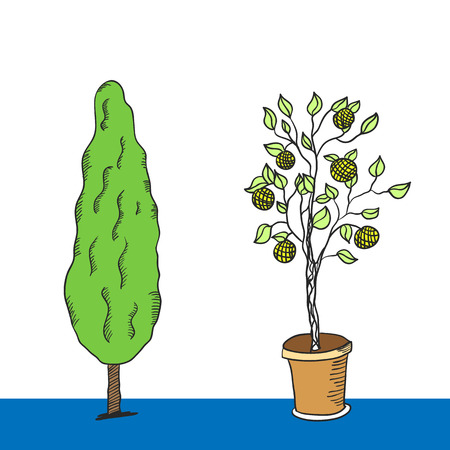 Set of trees. Vector illustrationのイラスト素材