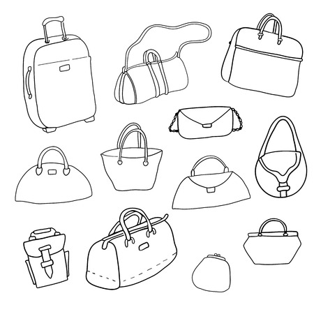 Vector sketch. Set of bags. Illustrationのイラスト素材