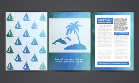 The brochure in polygonal style. Travel, beach, rest, tourism. Vector templates of design.のイラスト素材