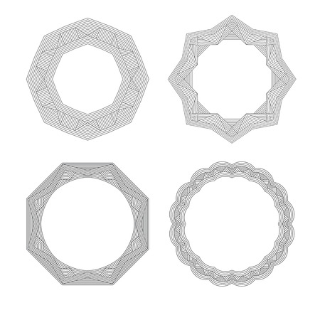 Lineart geometric ornamental templates set. Vector geometric symbols.のイラスト素材