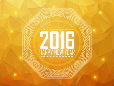 Greeting card Happy New Year 2016. Polygonal background. Vector illustrationのイラスト素材