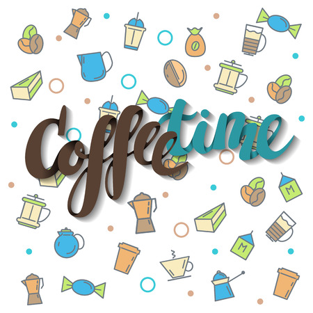 Coffee time, lettering. Vector Illustrationのイラスト素材
