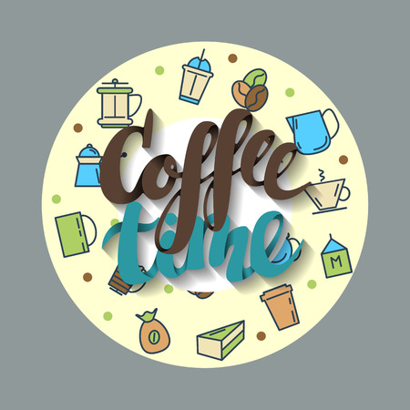Coffee time, lettering. Vector Illustrationのイラスト素材