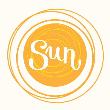 Hello summer, summer time. Poster on sun background.  lettering design for invitation and greeting card. Illustration.のイラスト素材