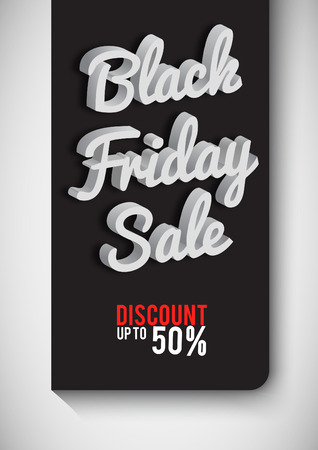Poster Black Friday. Black-and-white background, discounts, percent, sale, 3D text. Vector illustrationのイラスト素材