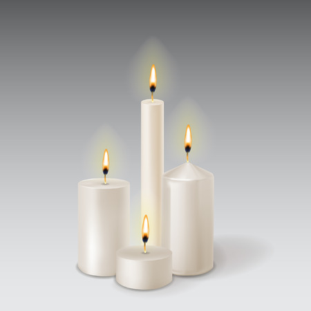A set realistic paraffin candles isolated on transparent background.のイラスト素材
