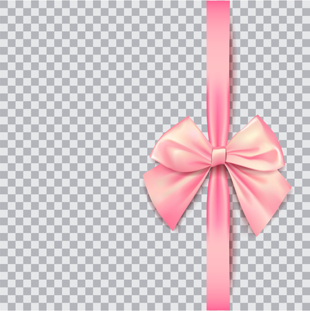 Pink bow for packing gifts. Realistic vector illustration on transparent backgroundのイラスト素材