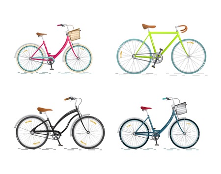 Sports bicycle. Flat bike isolated on white background. Healthy lifestyle and city vehicle. Vector illustrationsのイラスト素材