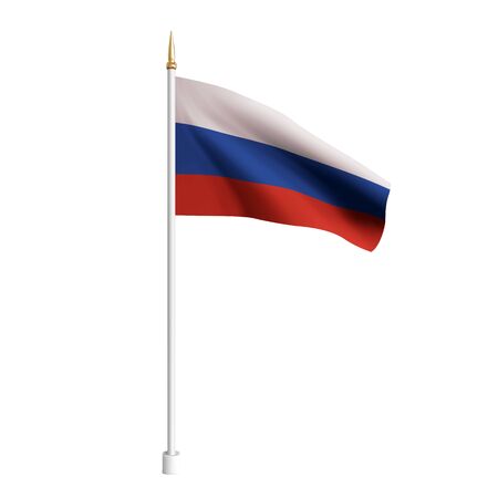 Vector realistic Russia Flag. 3D waving flag textile. Template for products, banners, leaflets, certificates and postcards. illustrationのイラスト素材