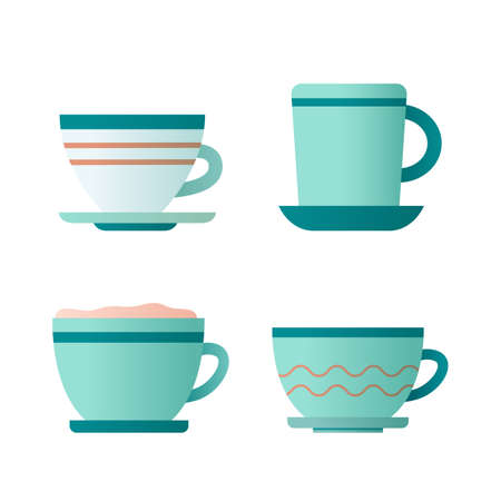 Flat icon with cup coffee and tea on white background for concept design. Vector illustrationのイラスト素材