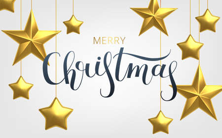 Realistic background Gold stars in realistic style on white background.のイラスト素材