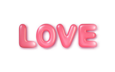 Happy Valentines Day greeting card. Realistic 3d pink text. Love and wedding. Template for products, web banners and leaflets. Vectorのイラスト素材