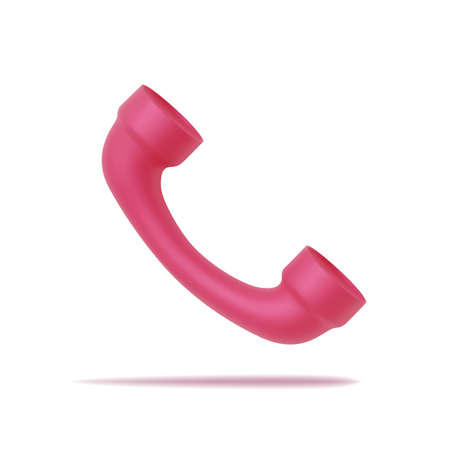 3d handset icon. Realistic pink handset for mobile applications is isolated on white background. Vectorのイラスト素材