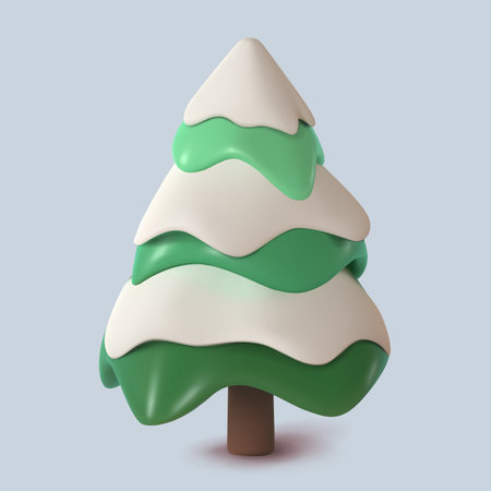 Abstract Christmas tree in the snow. Vector 3d illustration. Happy New Year and Merry Christmas.のイラスト素材