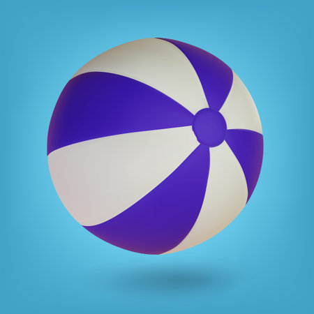 3d vector beach ball on blue backgroundのイラスト素材