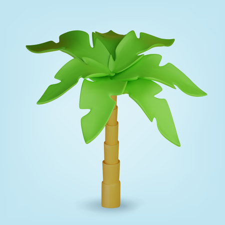 3d Palm tree . Realistic tree on blue background. Vector illustration.のイラスト素材