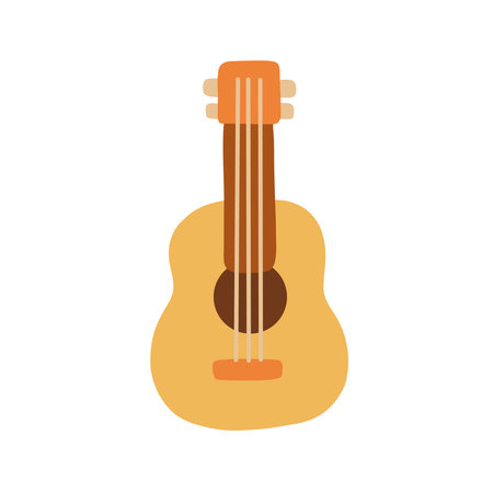 Acoustic guitar vector illustration on white background, perfect for music-themed designs. Ideal for web, print, and digital projects. Minimalist style, vibrant color, creative aesthetics.のイラスト素材