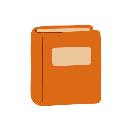 Orange book vector illustration, perfect for education, literature, and reading themes. Minimalist design ideal for websites, e-learning, and library promotions. Creative, simple, modern.のイラスト素材