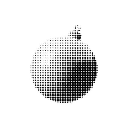 Christmas ornament ball vector illustration in halftone black and white style. Minimal festive decoration for holiday cards, seasonal packaging, vintage prints, and winter-themed designs.のイラスト素材