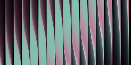 Abstract blue glass structure with gradient pink violet neon light effects renders futuristic 3D...