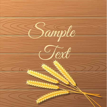 vector illustration. Wheat on wooden background.のイラスト素材