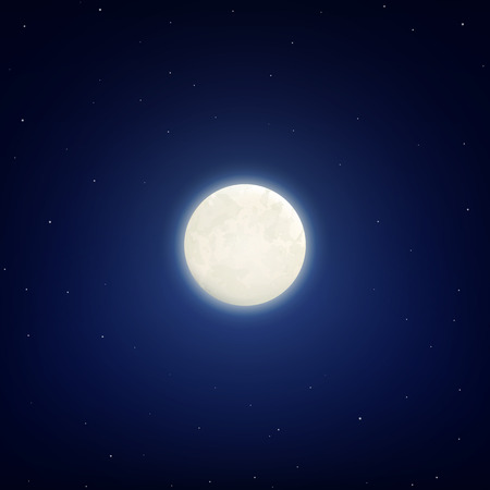 vector illustration. The background night sky. The round, full moon, star. Backdrop.のイラスト素材
