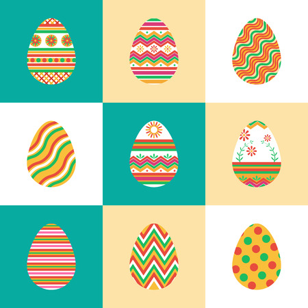 Set icons colorful Easter eggsのイラスト素材