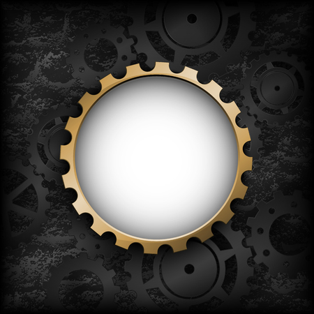Frame for text with gold gearのイラスト素材