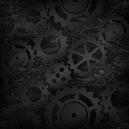 Set black mechanical gearsのイラスト素材
