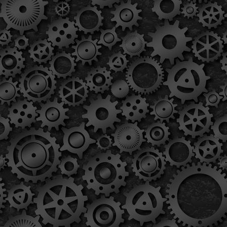 Set mechanical metal gears on the background of brick wallのイラスト素材
