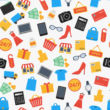 Set of colorful  icons for online shop. Seamlessのイラスト素材