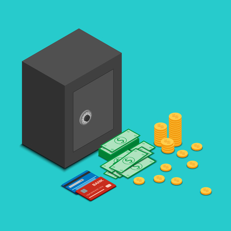 Icon of the closed safe with moneyのイラスト素材