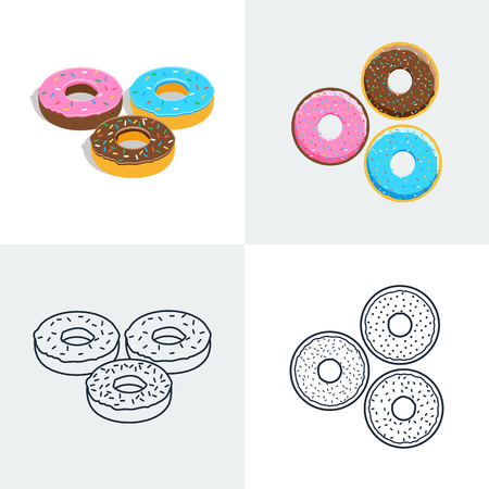 Set of colorful donut iconsのイラスト素材