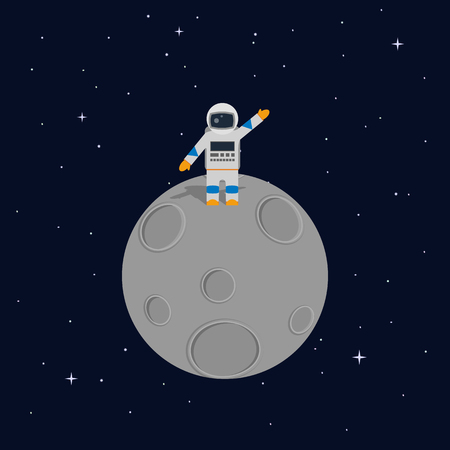 Vector illustration. Astronaut on the moon in space. The icon.のイラスト素材