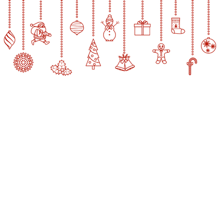 Christmas and New Years symbols hanging from above.のイラスト素材