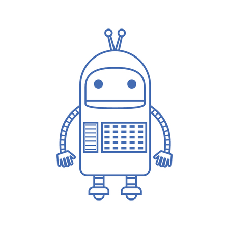 Outline icon is a friendly robot on white background. Design for web applications, chats, automatic services. Vector illustration.のイラスト素材