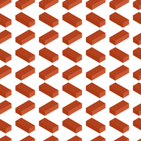Seamless pattern from red bricks in isometric style. Vector illustration.のイラスト素材