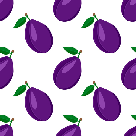 Seamless pattern from plums. Design for textiles, labels, posters, packaging. Vector illustration.のイラスト素材