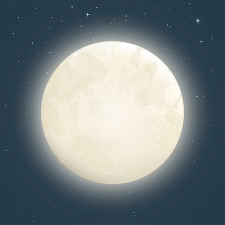The moon is closeup in the sky, the stars. Vector illustration.のイラスト素材